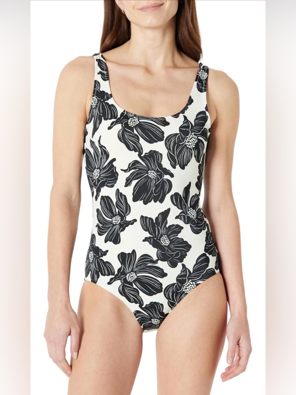 👙🩱⛱️ NWT! Black Floral Scoop Neck One-Piece Swimsuit from Amazon